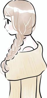 女性の横顔 水彩(ロング三つ編み/冬服) 女性の横顔 水彩(ロング三つ編み/冬服) 女性,横顔,顔,人物,可愛い,シンプル,おしゃれ,手描き,手書き,かわいいのイラスト素材