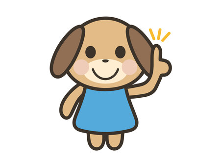 ポイントを説明するかわいい犬のキャラ 犬,指差し,説明,ポイント,かわいい,動物,キャラクター,案内,紹介,確認のイラスト素材