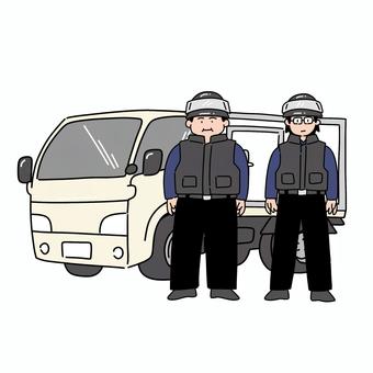 貴重品警備輸送 警備業務,貴重品警備,運搬,ガードマン,現金輸送車,警備員,警戒員のイラスト素材