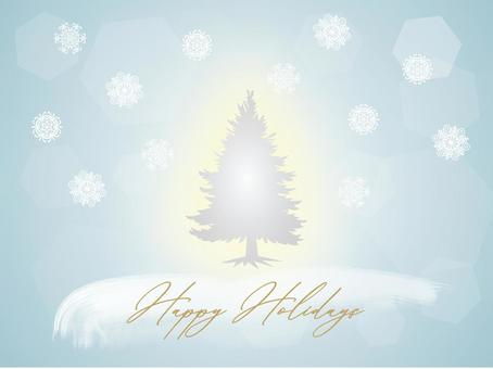   クリスマス_輝く木と雪の結晶_3 クリスマス,木,雪,結晶,クリスマスツリー,外,フレーム,きれい,植物,冬のイラスト素材