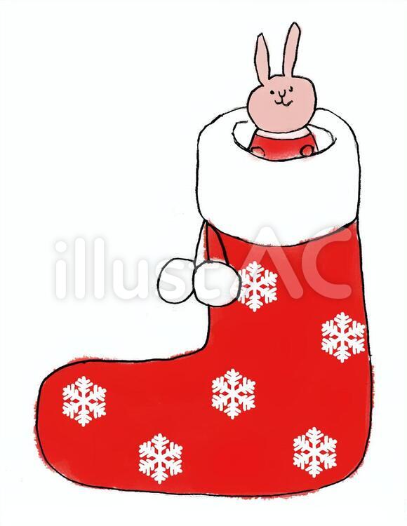 うさぎクリスマス クリスマス,うさぎ,靴下のイラスト素材