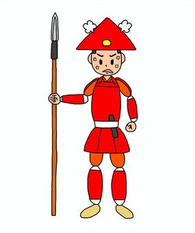 怒る戦国時代の足軽 足軽,侍,武士,鎧武者,戦士,兵士,日本,和風,歴史,日本史のイラスト素材