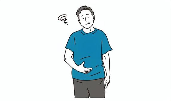 メタボリックで悩む男性のイラスト素材 メタボ,男性,中年,おじさん,メタボリック,人物,肥満,シニア,食べ過ぎ,生活習慣病のイラスト素材