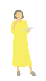 Woman looking at tablet, JPG and PNG Woman looking at tablet, female, one piece, tablet, JPG and PNG