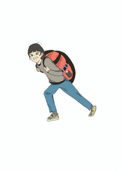 重い荷物を運ぶ女性