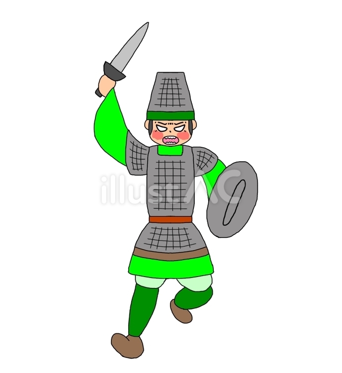 怒った古代中国風戦士 戦士,兵士,闘士のイラスト素材