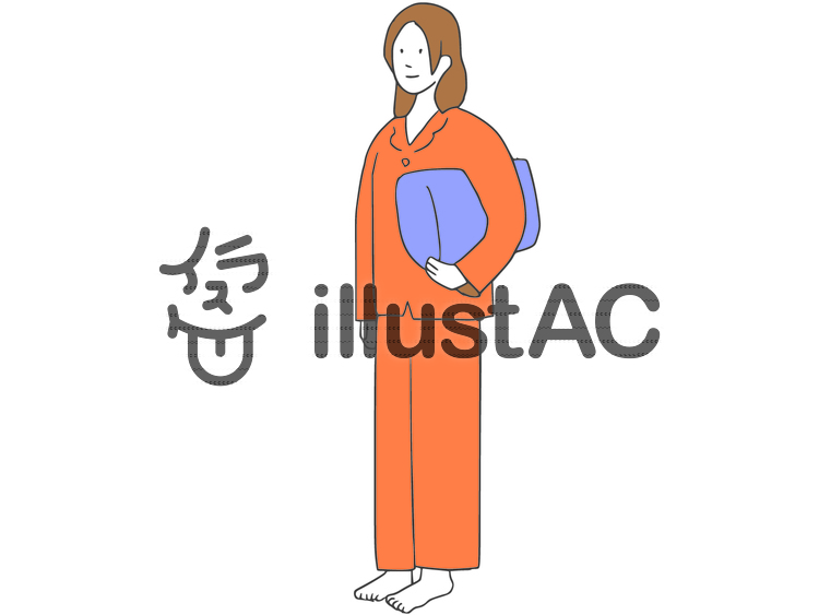 枕を抱える女性 枕,パジャマ,女性のイラスト素材
