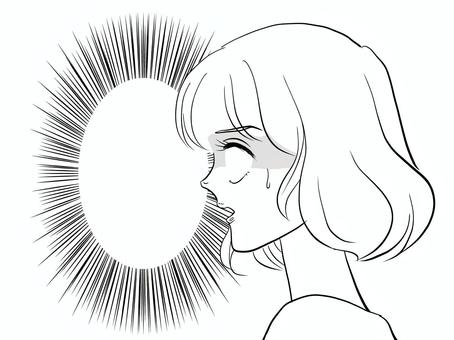 青ざめる女性 横顔➂目を引くフキダシつき 青ざめる,女性,横顔,フキダシ,漫画,漫画風,コミック,手描き,ショック,衝撃のイラスト素材
