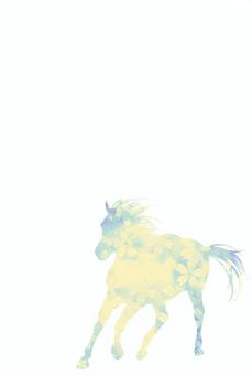 干支の年賀状（馬） 馬,干支,縦,水彩,華やか,壁紙,桜,可愛い,ガーリー,年賀のイラスト素材