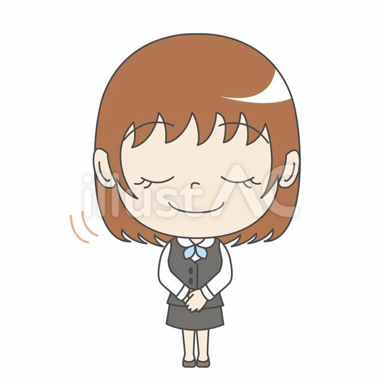 銀行員A：正面：おじぎ 女性,おじぎ,お辞儀のイラスト素材
