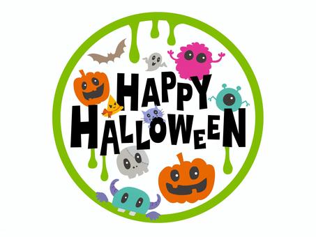 モンスターのハロウィン　ワッペン ハロウィン,ハロウィーン,カボチャ,ジャック・オー・ランタン,コウモリ,かわいい,おしゃれ,楽しい,ゴースト,パンプキンのイラスト素材