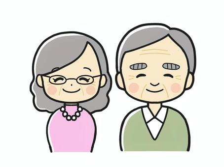おじいちゃんとおばあちゃん おじいちゃん,おばあちゃん,メガネ,眼鏡,敬老の日,敬老,微笑む,笑顔,じいじ,ばあばのイラスト素材