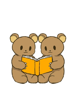 本を読むクマ 本を読むクマ 熊,本,秋のイラスト素材