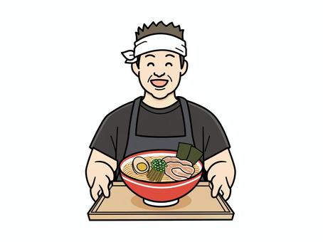 笑顔のラーメン屋の店主 ラーメン屋,ラーメン店,店主,店員,職人,料理人,マスター,調理師,経営者,ラーメンのイラスト素材