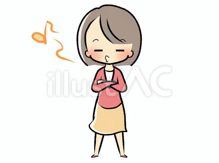 女性-口笛-全身211026 女性,口笛,とぼけるのイラスト素材