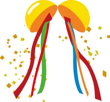 くす玉　シンプル_11 くす玉,割り玉,記念式典,紙テープ,紙吹雪,大当たり,おめでとう,式典,垂れ幕無し,パーティーのイラスト素材