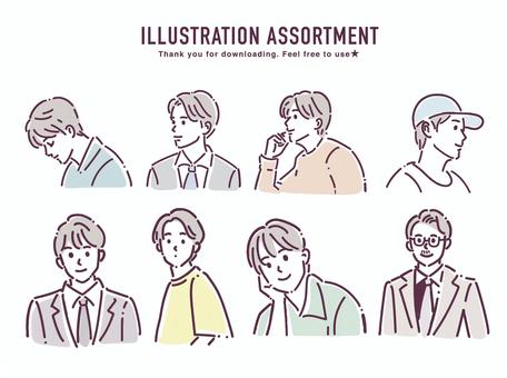 남성 일러스트 세트, JPG, PNG 및 AI 남성 일러스트 세트, 남성, 소년, 그림, JPG, PNG 및 AI
