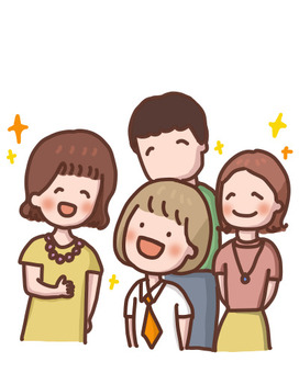 たくさんの大人に囲まれて助けられる女の子 大人,高校生,制服,サポート,見守りのイラスト素材