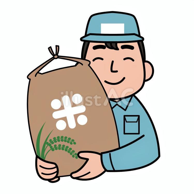 お米を持つ農家の男性 男性,米袋,ご飯のイラスト素材