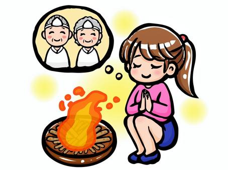Illustration, şenlik ateşi, mukaebi, obon, 
