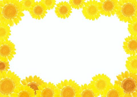 ひまわり＿フレーム02 ひまわり,フレーム,背景,夏,水彩,向日葵,sunflower,枠,花のフレーム,花のイラスト素材