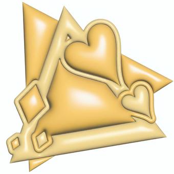ぷっくり ワンポイント 立体的,ぷっくり,ワンポイント,オレンジ色,ハート,三角形のイラスト素材