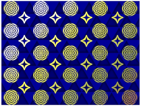 花と星の壁紙　青 花,星,幾何学模様,柄,パターン,壁紙,背景,ポストカード,金色,青のイラスト素材