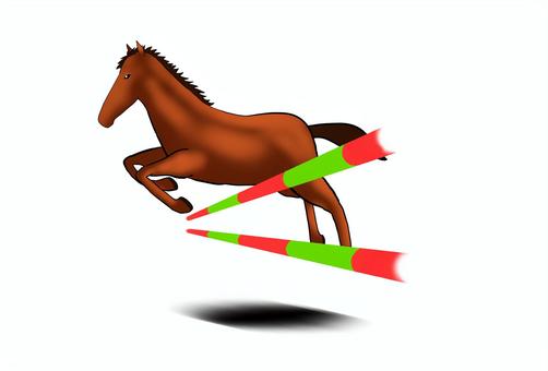 2026_年賀状38 馬,午,跳ね馬,サラブレッド,ハードル,飛躍,躍動感,力強い,越える,ジャンプのイラスト素材