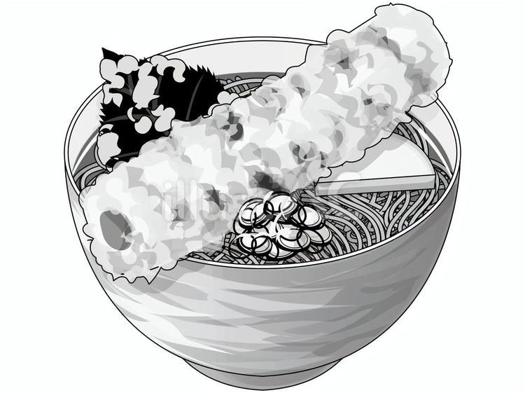 ちくわ天そば（白黒） ちくわ天,そば,白黒のイラスト素材