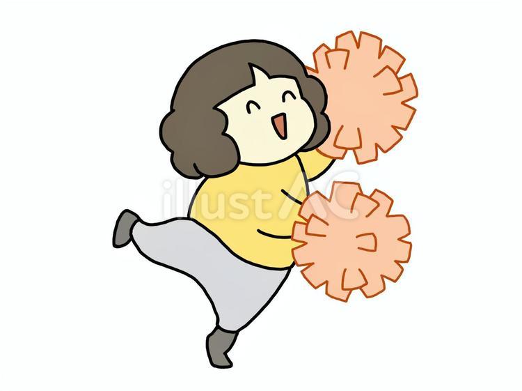 応援する人（横向き） 応援,がんばれ,がんばってのイラスト素材
