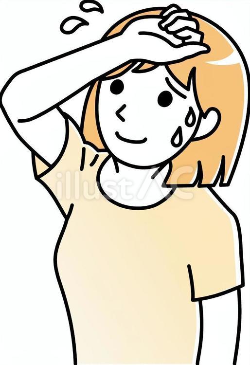 汗をかく女性 夏,汗をかく,女性のイラスト素材
