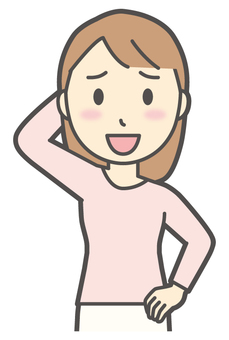  ロングヘア女性-380-バスト 照れる,女性,女の子,人物,かわいい,恥ずかしい,嬉しい,喜ぶ,表情,感情のイラスト素材