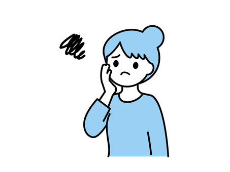 悩む・モヤモヤ・体調不良02 人物,女性,20代,30代,40代,上半身,医療,体調不良,風邪,pmsのイラスト素材