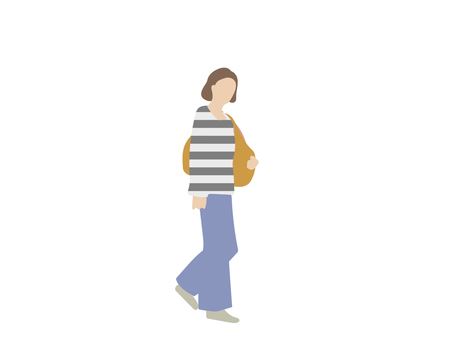 大きなカバンを持ったボーダーの女性