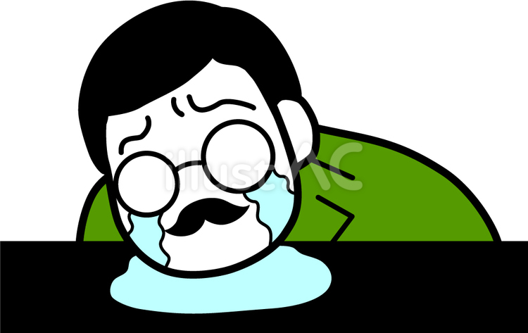 机で泣いている男性会社員 泣く,涙,失敗のイラスト素材