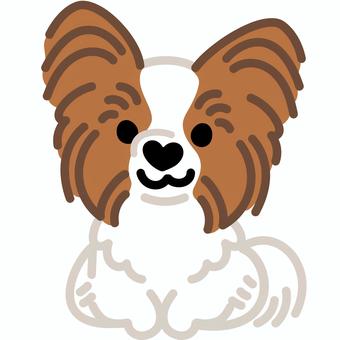 ハート鼻のパピヨン（おすわり）2 パピヨン,犬,動物,ハート,鼻,おすわり,シンプル,かわいい,キュート,デフォルメのイラスト素材
