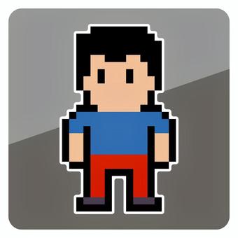男性のピクセルアートアイコン 男性,男,雄,男子,直立,ドット絵,ピクセルアート,アイコン,シンボル,マークのイラスト素材