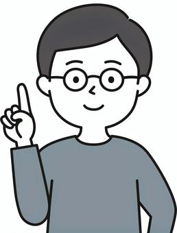 眼鏡男性 上半身 指差_顔白 6A ポイント,指差し,おすすめ,アイデア,いいね,教える,納得,すごい,なるほど,tipsのイラスト素材