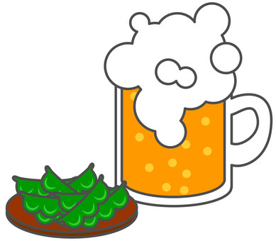 Beer and edamame, beer, edamame, summer, JPG, PNG and AI