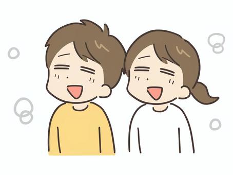 のんびりしている似た者同士の夫婦 夫婦,男女,のんびり,のんき,笑顔,相性,価値観,カップル,マイペース,仲良しのイラスト素材