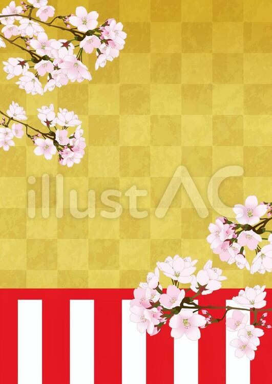 桜と紅白幕　2 桜,さくら,紅白幕のイラスト素材