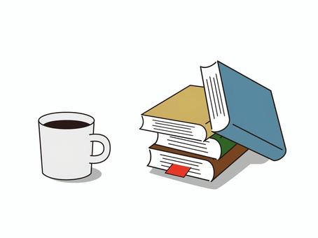 本とコーヒー 本,コーヒー,読書,飲み物,カフェイン,マグカップ,栞,趣味,イラスト,素材のイラスト素材