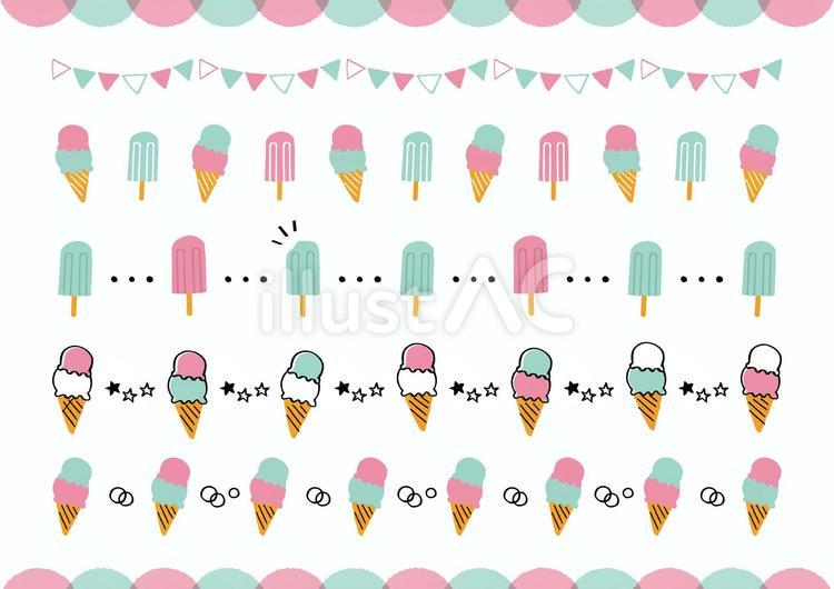 アイスの飾り罫ピンク アイス,アイスクリーム,レトロのイラスト素材