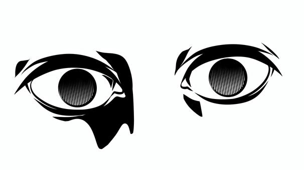 観察する目のイラスト 目,両目,見開く,観察,注視,冷静,洞察,分析,視線,凝視のイラスト素材
