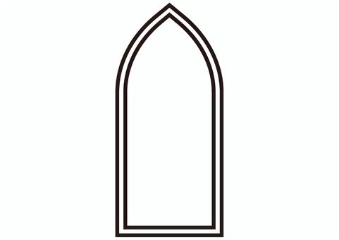 シンプルな教会の窓イメージ①フレーム　黒 教会,窓,アーチ窓,フレーム,チャペル,洋風,枠,シンプル,アイコン,マークのイラスト素材