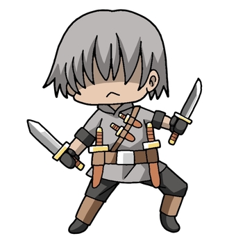短剣使い 短剣,人物,武器,灰色,革ベルトのイラスト素材