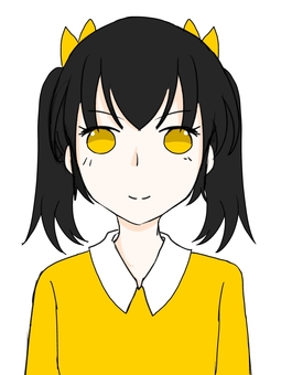 二つ結びの女の子1 二つ結びの女の子1 女の子,黄色,二つ結びのイラスト素材
