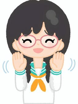 学生服女性2拒否 学生服,拒否,否定,遠慮,なだめる,苦笑い,セーラー服,学生,未成年,少女のイラスト素材
