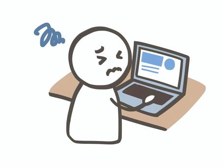 棒人間　データ分析に苦戦 棒人間,人,パソコン,pc,デスクワーク,仕事,事務,在宅,在宅ワーク,ノートパソコンのイラスト素材