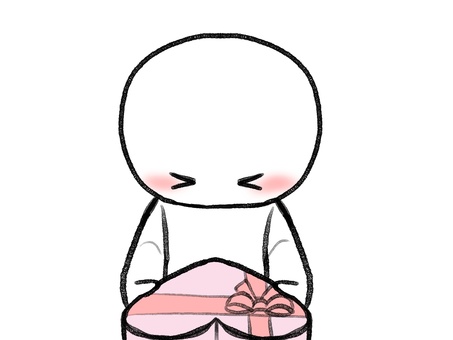 チョコを渡す棒人間 棒人間,人物,バレンタイン,手作りチョコ,手描き,落書き,手渡し,表情,黒,シンプルのイラスト素材